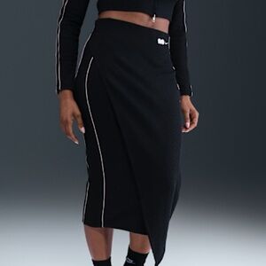 Nike Naomi Osaka High Waisted Ribbed Midi Skirt Black Size Small Athleisure